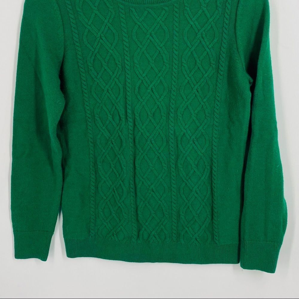 Talbots Green Wool Cable Knit Pullover Sweater - image 3